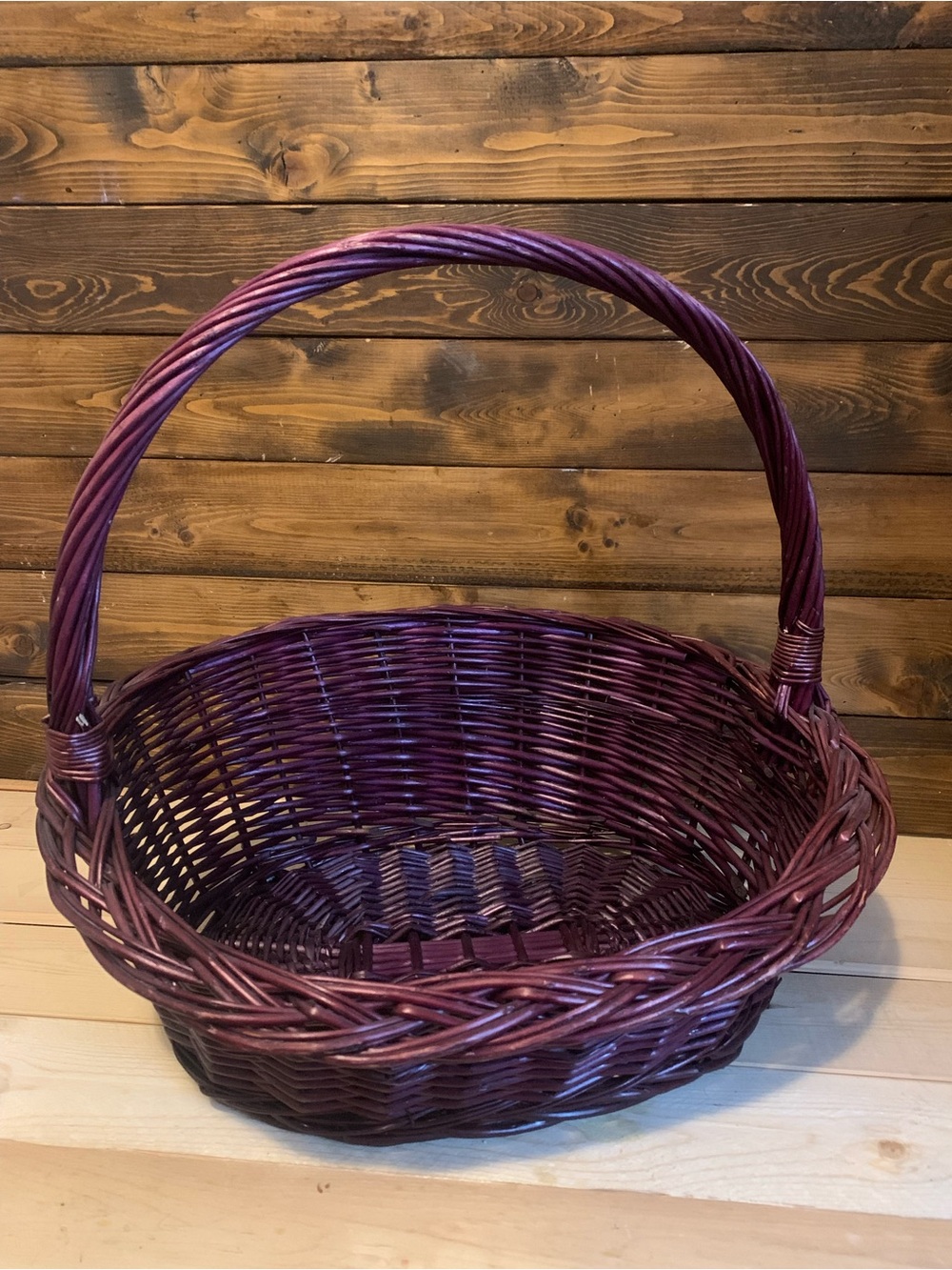 Summer Vibes Large Purple Woven Decorative Basket with Handle